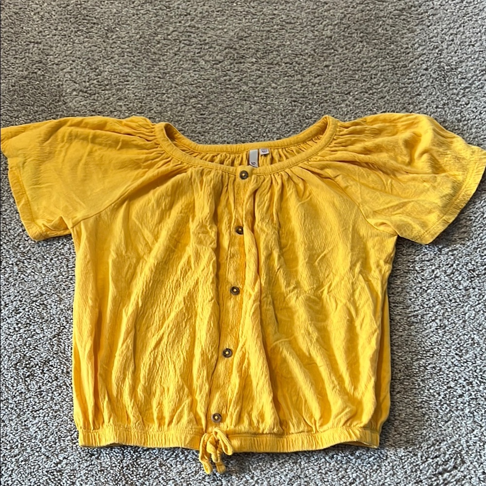SO Sunny Yellow Button-Up Top